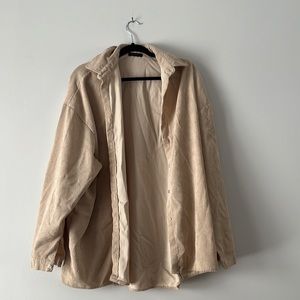 Oversized long sleeve corduroy button up